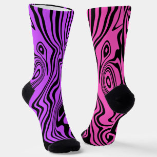 Chaussette Chaussettes violettes roses Vagues Abstraites - Ch