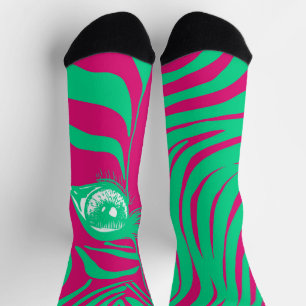 Chaussette Chaussettes zèbres discordantes rose vert