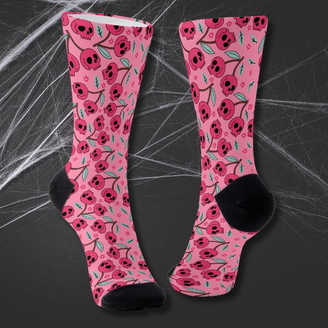 Chaussette Cherry Skull Retro Saint Valentin Fille Super (Créateur téléchargé)