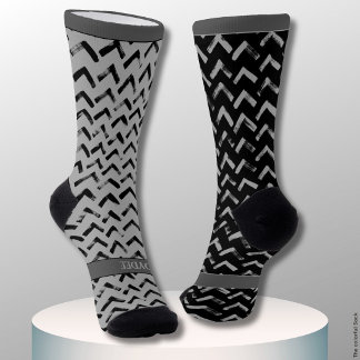 Chaussette Chevron noir et gris avec nom sur chaussettes dépa