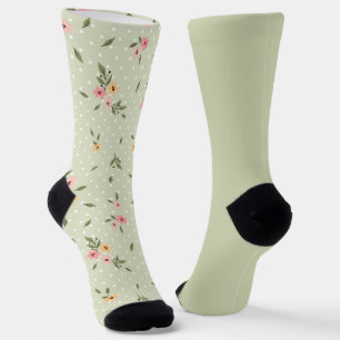 Chaussette Chic Chic Floral Pastel Vert Odd non-correspondanc