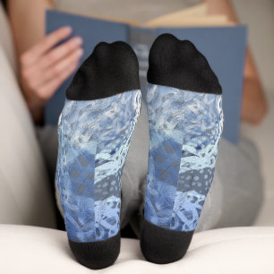 Chaussette Chic Faux Argent Marine Bleu Ornement
