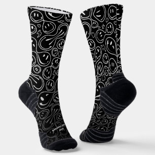 Chaussette Chic Sourire visage Melting Sourire Motif Noir