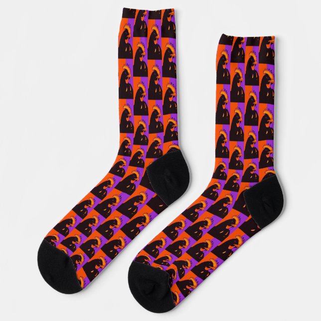 Chaussette Chick ou traiter Halloween Pop Art Chaussettes de  (Gauche)