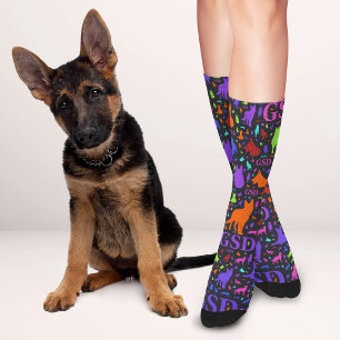 Chaussette Chien berger allemand - motif d'art de mot GSD