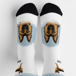 Chaussette Chien Berger Allemand Noir Et Tan Avec Nom Personn