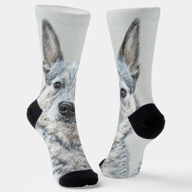 Chaussette Chien de bétail australien - Cute Original Dog Art (Angulaire)