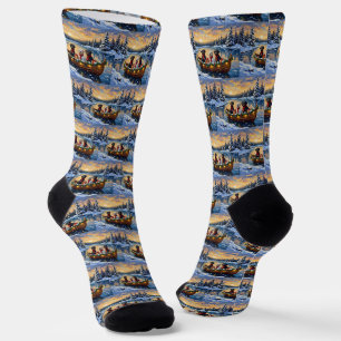 Chaussette Chien d'eau portugais Noël Bateau Fêtes