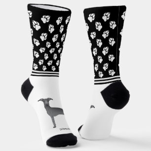 Chaussette Chien Lévrier Italien Bleu Avec Nom Et Pattes
