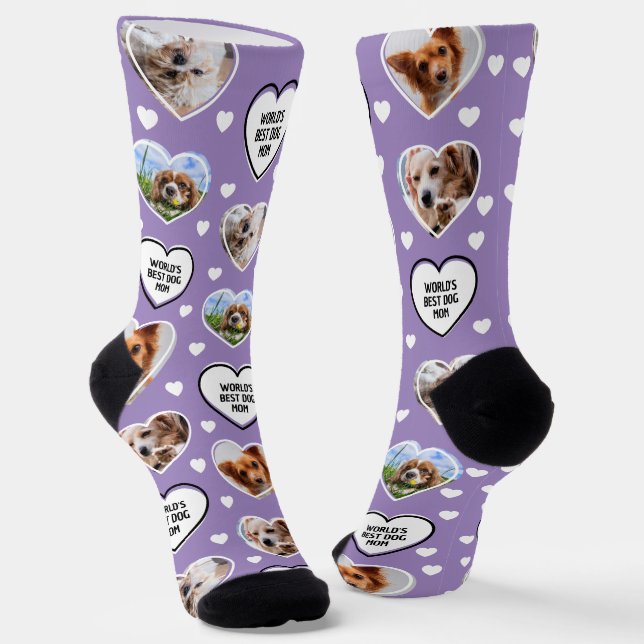Chaussette CHIEN MOM Custom 4 Animal Chat Chien Coeur Photo V (Angulaire)