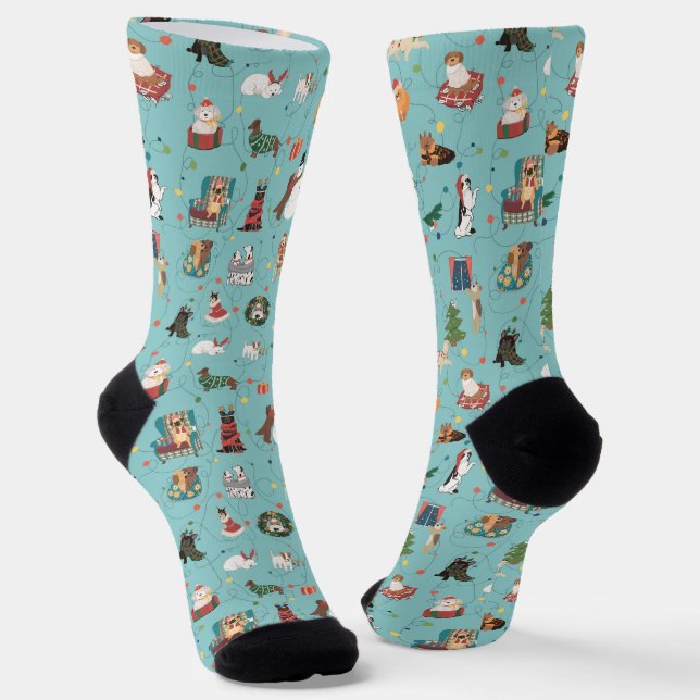 Chaussette Chiens de Fêtes en Motif de pulls de Noël (Angulaire)