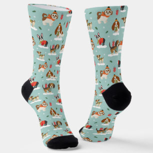 Chaussette Chiens de Noël en Motif d'Écharpes douillettes