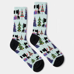 Chaussette Chiens écossais mignons et Motif des arbres de Noë
