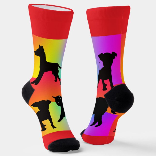 Chaussette Chiens Et Chats Arc-En-Ciel (Angulaire)