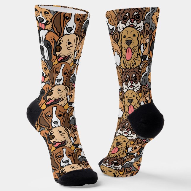 Chaussette Chiens mignons vintages (Angulaire)
