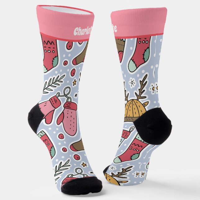 Chaussette Choc De Noël Personnalisé Et Motif Mitten (Angulaire)
