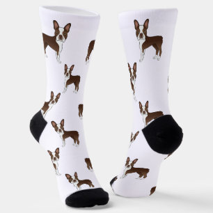 Chaussette Chocolat Brown Boston Terrier Motif de dessin de c