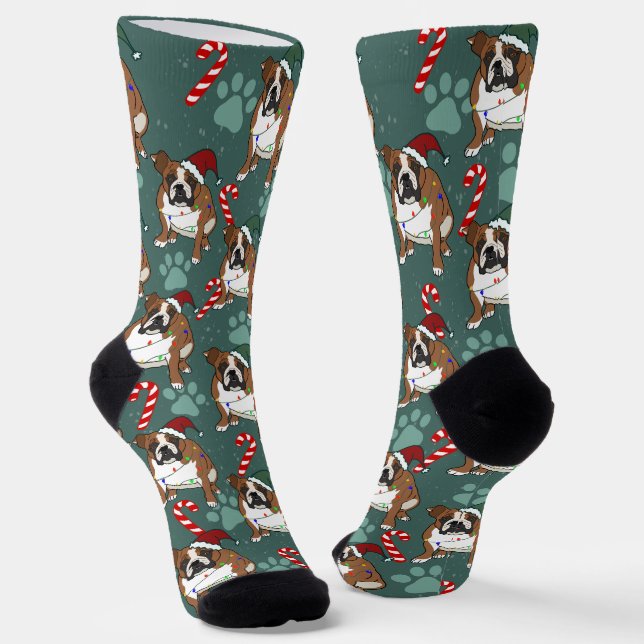 Chaussette Christmas Holiday English Bulldog (Angulaire)