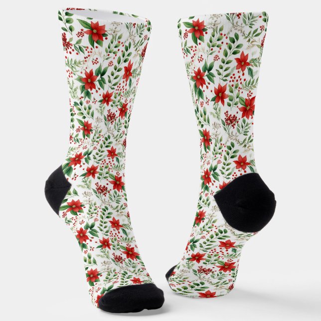 Chaussette Christmas poinsettia pattern (Angulaire)