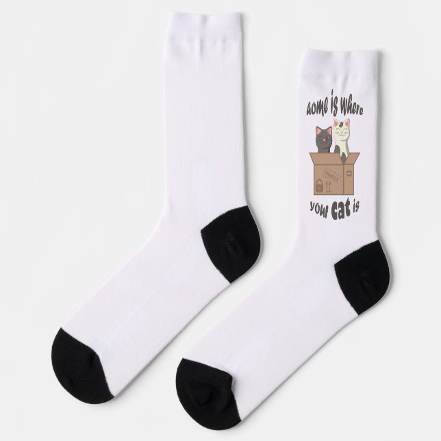 Chaussette Citation drôle Accueil est où est votre chat (Gauche)