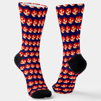 Chaussette Citrouille Jack O Lantern - Fond Bleu Marine 