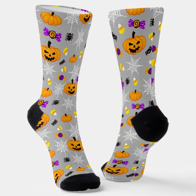 Chaussette Citrouilles d'Halloween mignon et araignées Motif  (Angulaire)