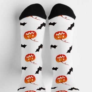 Chaussette Citrouilles et chauves-souris d'Halloween, Trou ou