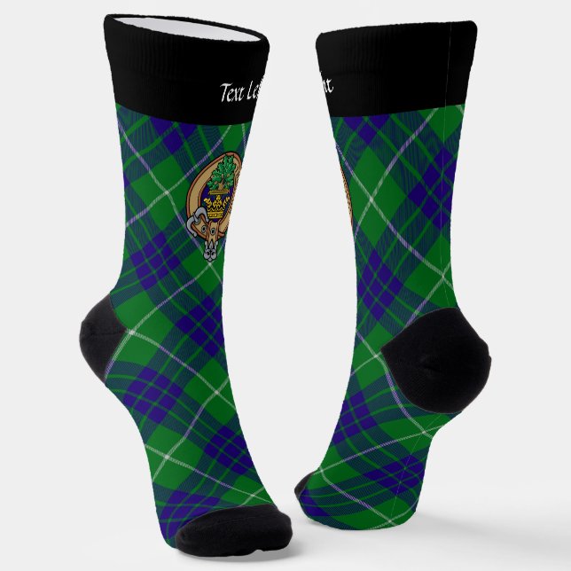 Chaussette Clan Hamilton Crest sur le tartare de chasse verte (Angulaire)