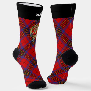 Chaussette Clan Leslie Crest sur Red Tartan