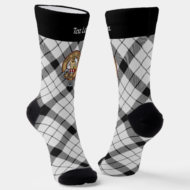 Chaussette Clan MacFarlane Crest sur tarte noir et blanc (Angulaire)