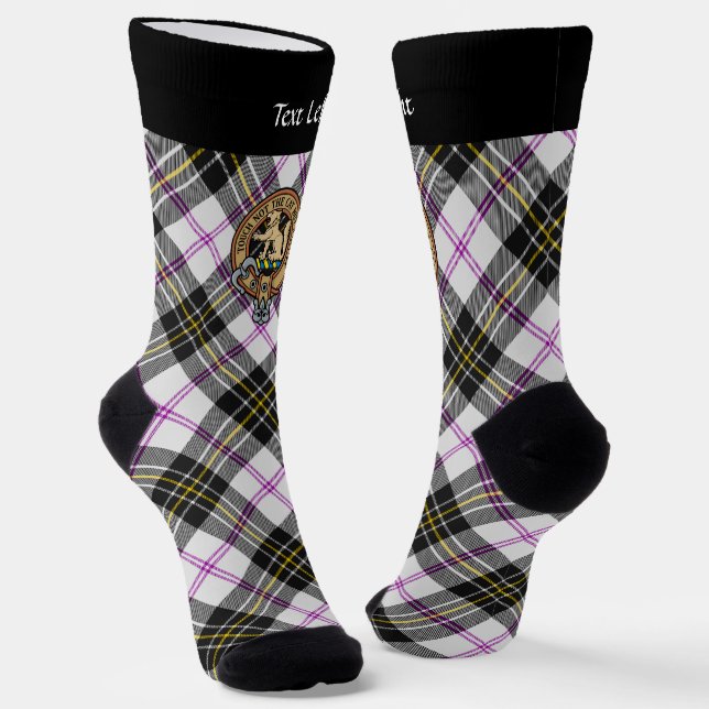 Chaussette Clan MacPherson Crest sur la robe Tartan Chaussett (Angulaire)