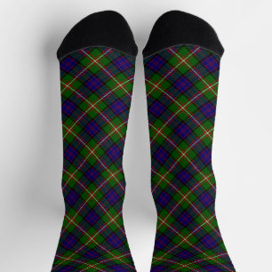 Chaussette Clanranald tartan bleu vert plaid