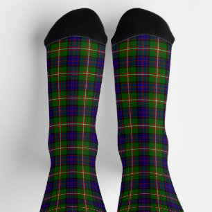 Chaussette Clanranald tartan bleu vert plaid