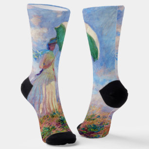 Chaussette Claude Monet - Femme avec un parasol face à droite