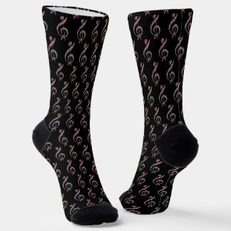 Chaussette Clé de musique en arc-en-ciel