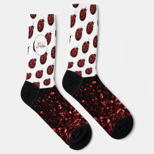 Chaussette Coccinelle rouge foncé fausses paillettes scintill