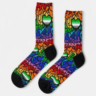 Chaussette Cœur Aro 8-Rayon Arc-en-ciel Fierté Gribouillis