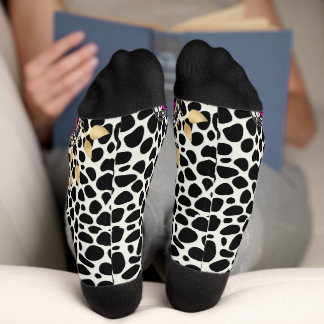Chaussette cœur, avec léopard