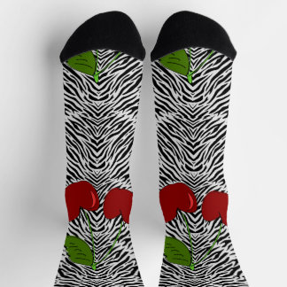 Chaussette cœur, avec léopard
