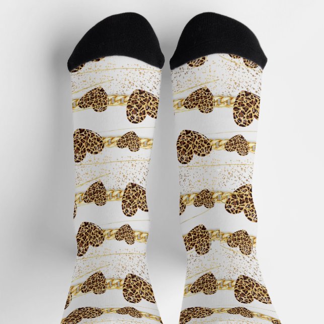 Chaussette cœur, avec léopard (Haut)