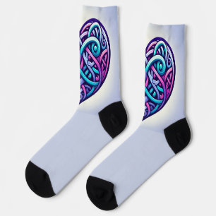 Chaussette Coeur celtique avec bleu clair