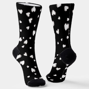 Chaussette Coeurs blancs sur Noir