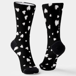 Chaussette Coeurs blancs sur Noir