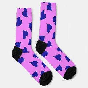 Chaussette Coeurs bleus motif sur chaussettes roses