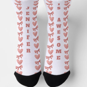 Chaussette Coeurs et vaches de Saint-Valentin personnalisés