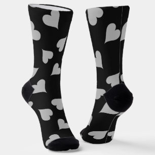 Chaussette Coeurs gris motif sur chaussettes noires