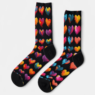 Chaussette Coeurs peints sur un arrière - plan noir