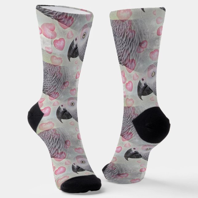 Chaussette Coeurs Puffy Gris Africains (Angulaire)