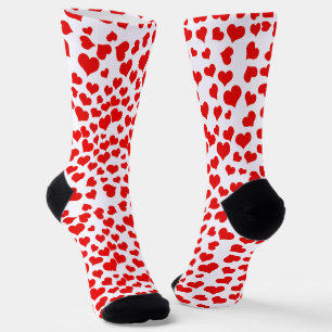 Chaussette Cœurs rouges sur fond blanc