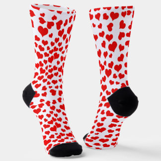 Chaussette Cœurs rouges sur fond blanc